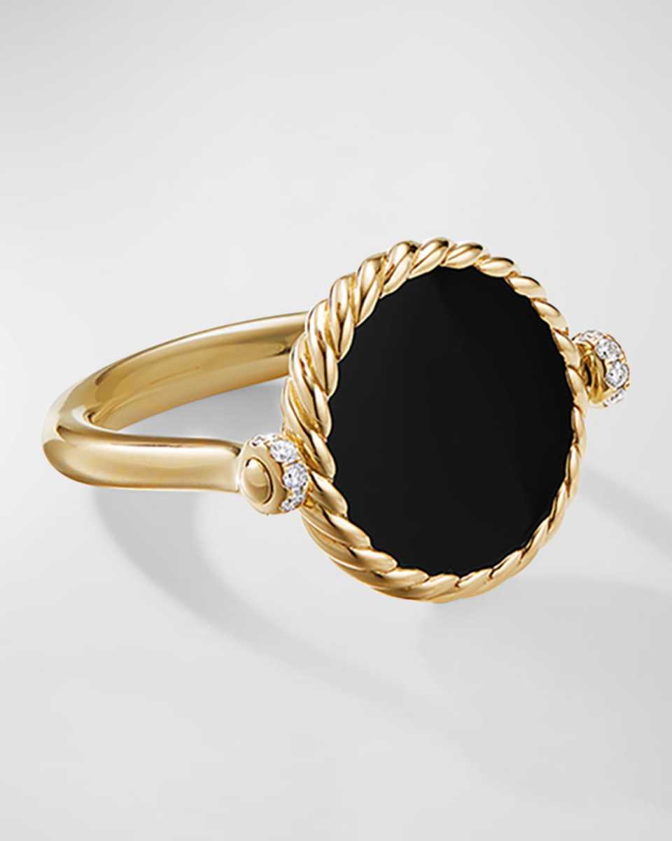 DY Elements Swivel Ring with Black Onyx and Mother of Pearl in 18K Gold